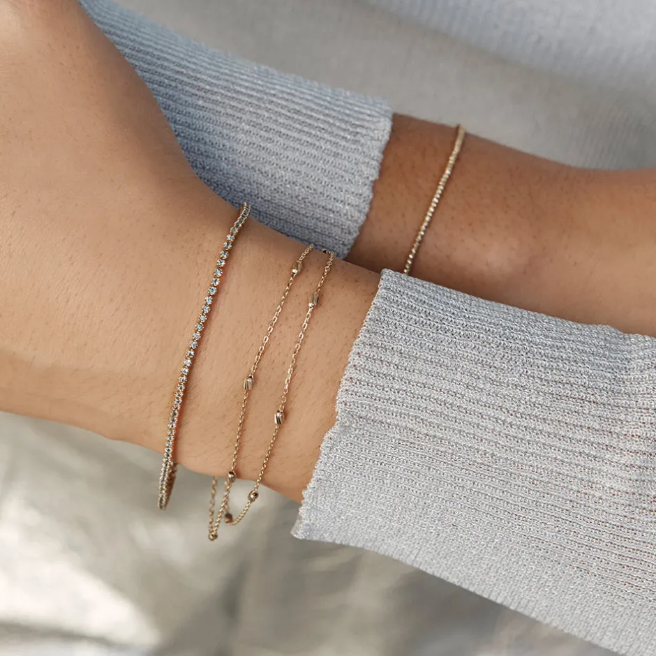 Discount Double Chain Bead Station Bracelet in 10k Gold Bracelets & Bangles | Bracelets