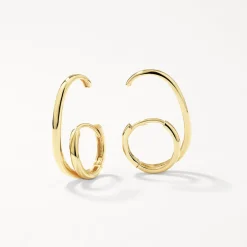Online Double Lobe Cuff Huggie Earring in 10k Gold 10k Gold | Earrings