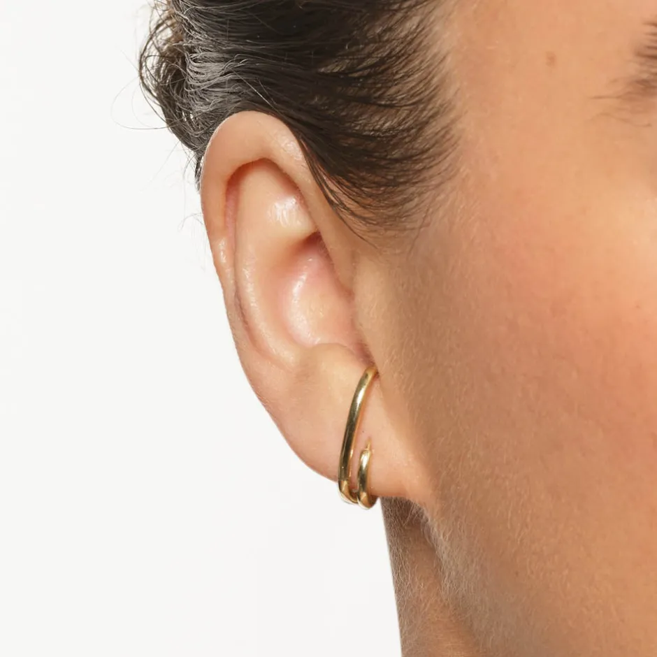 Online Double Lobe Cuff Huggie Earring in 10k Gold 10k Gold | Earrings