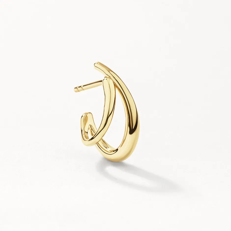 Fashion Double Split Hoop Stud Earrings in Gold 18k Fine Gold Plated | Earrings