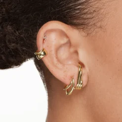 Fashion Double Split Hoop Stud Earrings in Gold 18k Fine Gold Plated | Earrings