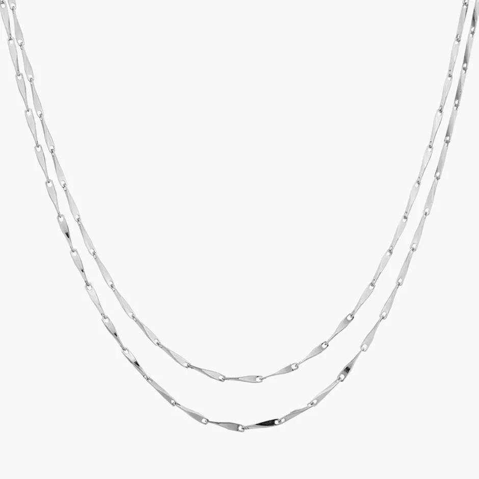 New Double Twist Bar Link Chain Necklace in Silver 925 Sterling Silver | Necklaces & Pendants