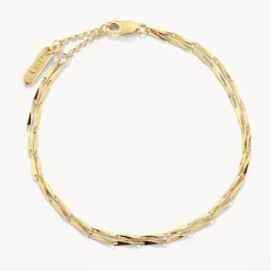 New Double Twist Bar Link Chain Bracelet in Gold 18k Fine Gold Plated | Bracelets & Bangles