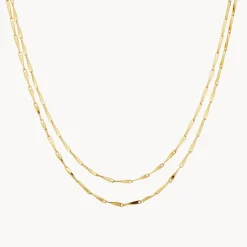 Online Double Twist Bar Link Chain Necklace in Gold 18k Fine Gold Plated | Necklaces & Pendants