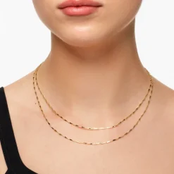 Online Double Twist Bar Link Chain Necklace in Gold 18k Fine Gold Plated | Necklaces & Pendants