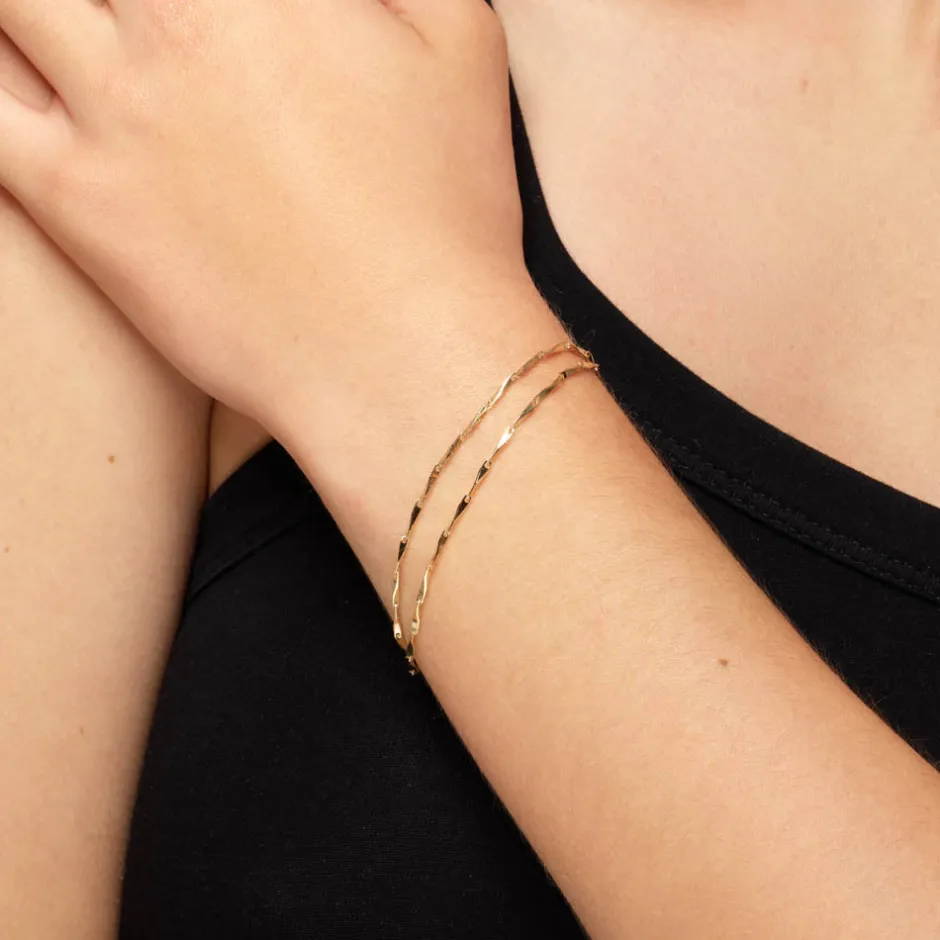 New Double Twist Bar Link Chain Bracelet in Gold 18k Fine Gold Plated | Bracelets & Bangles