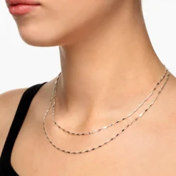 New Double Twist Bar Link Chain Necklace in Silver 925 Sterling Silver | Necklaces & Pendants