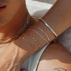 New Double Twist Bar Link Chain Bracelet in Gold 18k Fine Gold Plated | Bracelets & Bangles