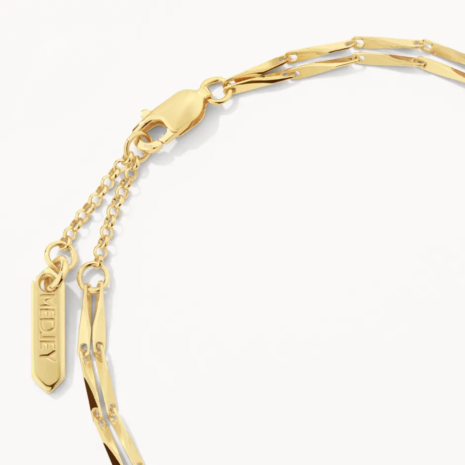 New Double Twist Bar Link Chain Bracelet in Gold 18k Fine Gold Plated | Bracelets & Bangles