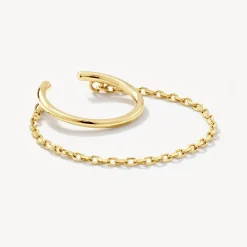 Online Drop Chain Single Ear Cuff in 10k Gold 10k Gold | Earrings