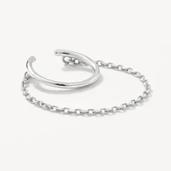 Clearance Drop Chain Single Ear Cuff in Silver 925 Sterling Silver | Earrings