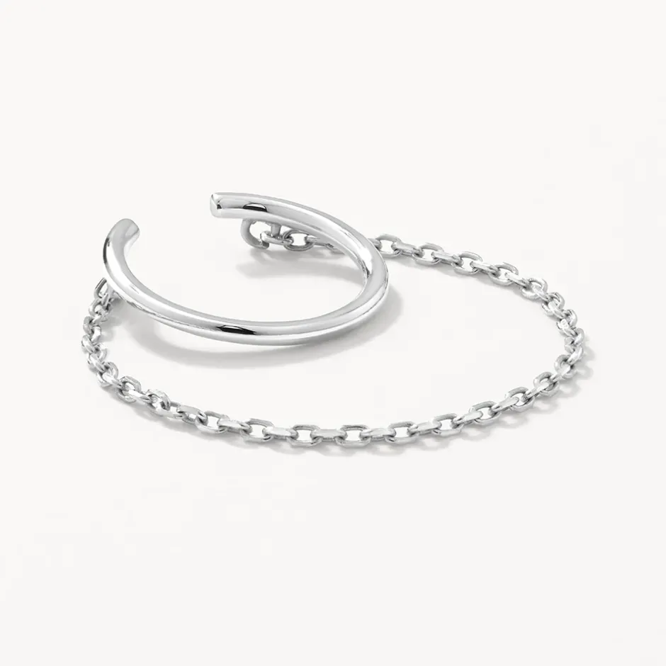 Clearance Drop Chain Single Ear Cuff in Silver 925 Sterling Silver | Earrings