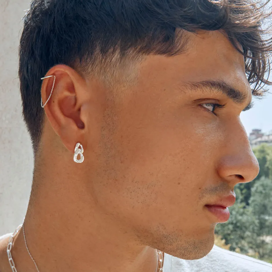 Clearance Drop Chain Single Ear Cuff in Silver 925 Sterling Silver | Earrings