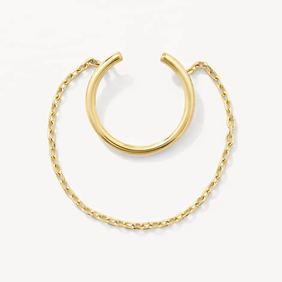 Online Drop Chain Single Ear Cuff in 10k Gold 10k Gold | Earrings