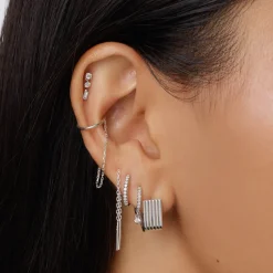 Clearance Drop Chain Single Ear Cuff in Silver 925 Sterling Silver | Earrings