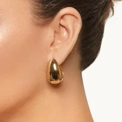 Outlet Drop Dome Hoops in Gold Best Selling Gifts | 18k Fine Gold Plated