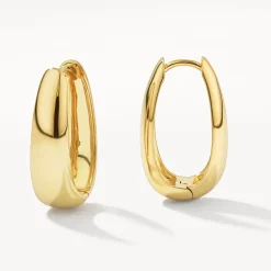 Sale Elongated Dome Hoops in Gold Under $150 | 18k Fine Gold Plated