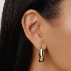 Sale Elongated Dome Hoops in Gold Under $150 | 18k Fine Gold Plated