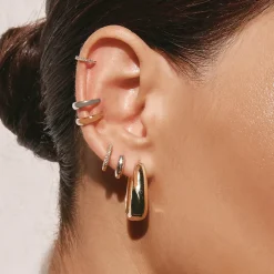 Sale Elongated Dome Hoops in Gold Under $150 | 18k Fine Gold Plated