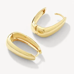 Sale Elongated Dome Hoops in Gold Under $150 | 18k Fine Gold Plated