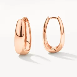 Online Elongated Dome Hoops in Rose Gold Under $150 | 18k Fine Rose Gold Plated
