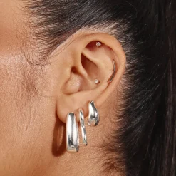 Hot Elongated Dome Hoops in Silver Under $150 | 925 Sterling Silver