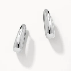 Hot Elongated Dome Hoops in Silver Under $150 | 925 Sterling Silver