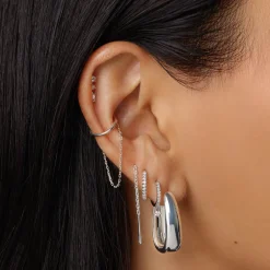 Hot Elongated Dome Hoops in Silver Under $150 | 925 Sterling Silver