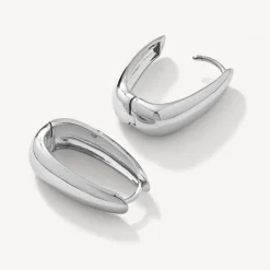 Hot Elongated Dome Hoops in Silver Under $150 | 925 Sterling Silver