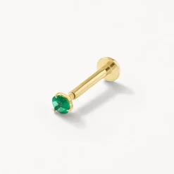 Fashion Emerald Helix Single Stud Earring in 10k Gold Birthstone Jewellery | Natural Gemstones