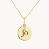 Fashion Engravable Disc Laboratory-Grown Diamond Baguette Necklace in 10k Gold Best Selling Gifts | Gifts For Her
