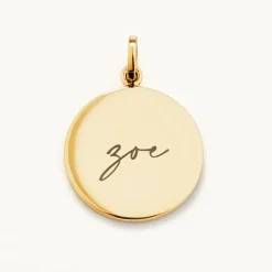 New Engravable Disc Necklace in 10k Gold Gifts For Her | Bridal Gifts