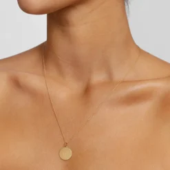 New Engravable Disc Necklace in 10k Gold Gifts For Her | Bridal Gifts
