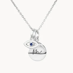 Fashion Engravable Evil Eye Necklace in Silver Symbolic Jewellery | Engravable Jewellery
