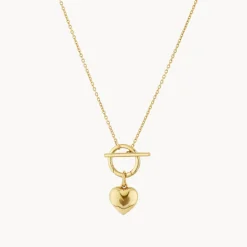 Best Engravable Heart Locket Fob Chain Necklace in Gold Symbolic Jewellery | Engravable Jewellery