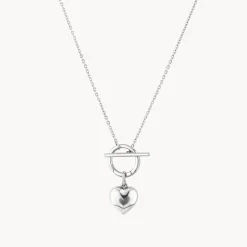 Hot Engravable Heart Locket Fob Chain Necklace in Silver Symbolic Jewellery | Engravable Jewellery