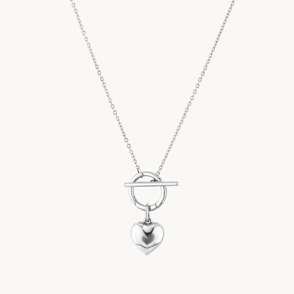 Hot Engravable Heart Locket Fob Chain Necklace in Silver Symbolic Jewellery | Engravable Jewellery