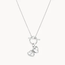 Hot Engravable Heart Locket Fob Chain Necklace in Silver Symbolic Jewellery | Engravable Jewellery