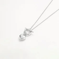 Hot Engravable Heart Locket Fob Chain Necklace in Silver Symbolic Jewellery | Engravable Jewellery