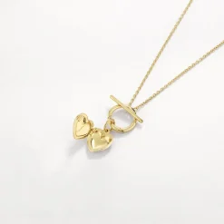 Best Engravable Heart Locket Fob Chain Necklace in Gold Symbolic Jewellery | Engravable Jewellery