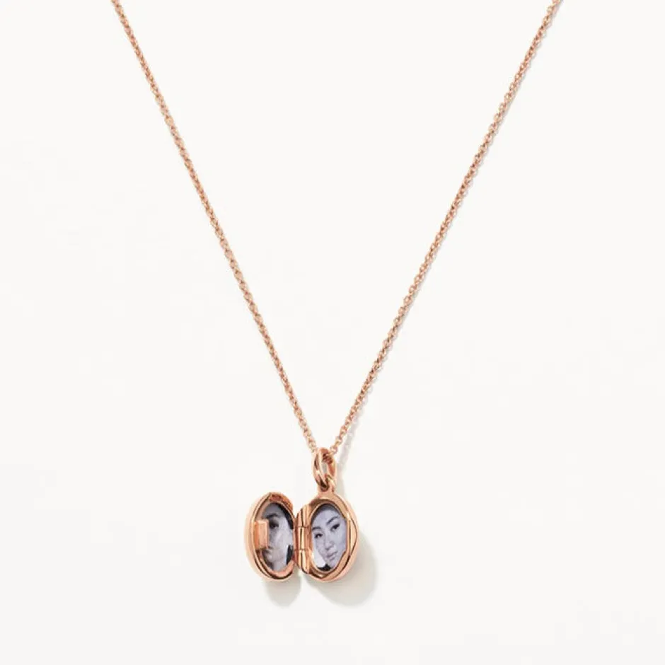 Fashion Engravable Oval Mini Locket Necklace in Rose Gold Best Selling Gifts | Gifts For Her