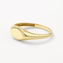 New Engravable Oval Signet Pinky Ring in 10k Gold Engravable Jewellery | Rings