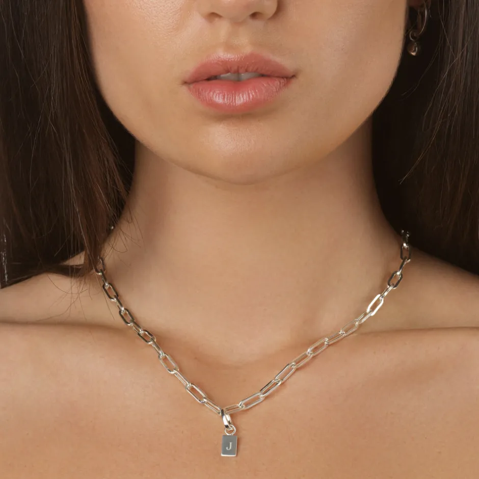 Best Engravable Rectangle Charm in Silver Gifts For Her | Engravable Jewellery