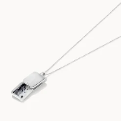 Sale Engravable Rectangle Flip Locket Necklace in Silver Gifts For Her | Engravable Jewellery