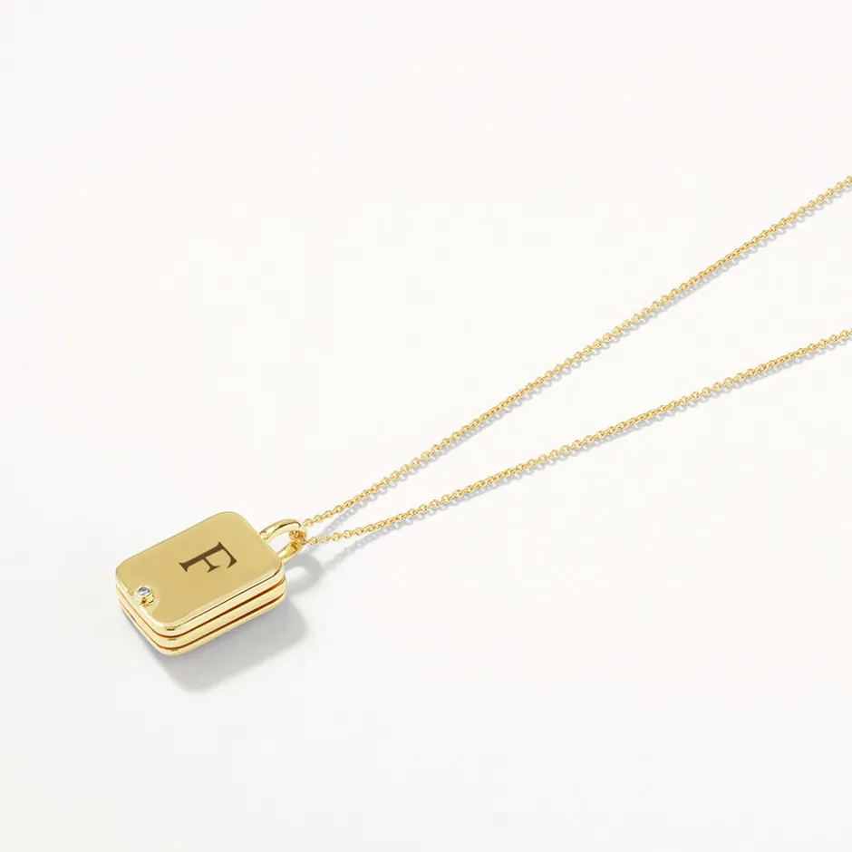 Clearance Engravable Rectangle Flip Locket Necklace in Gold Gifts For Her | Engravable Jewellery
