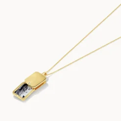 Clearance Engravable Rectangle Flip Locket Necklace in Gold Gifts For Her | Engravable Jewellery