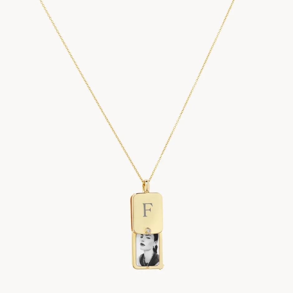 Clearance Engravable Rectangle Flip Locket Necklace in Gold Gifts For Her | Engravable Jewellery