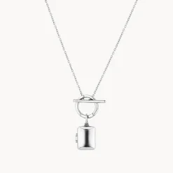 Online Engravable Rectangle Locket Fob Chain Necklace in Silver Engravable Jewellery | Locket Jewellery