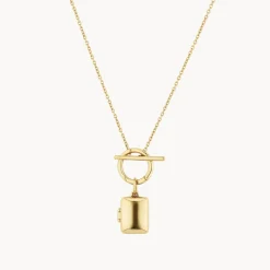 Fashion Engravable Rectangle Locket Fob Chain Necklace in Gold Engravable Jewellery | Locket Jewellery