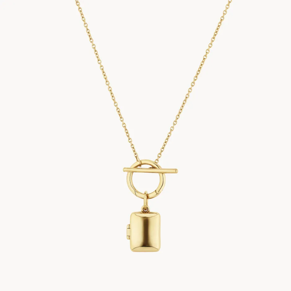 Fashion Engravable Rectangle Locket Fob Chain Necklace in Gold Engravable Jewellery | Locket Jewellery